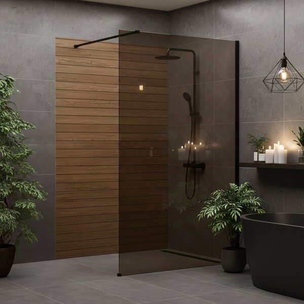 Shower screen Rea Flexi Brown / Black 80