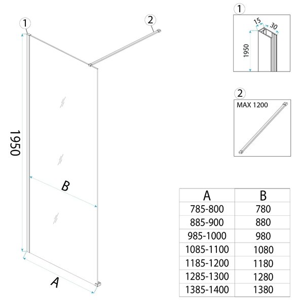 Shower screen Rea Flexi Brown / Brush Copper 100