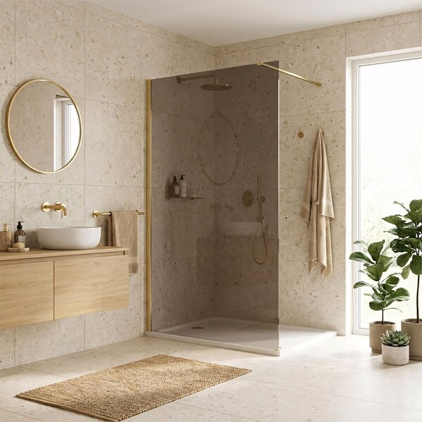 Shower screen Rea Flexi Brown / Brush Gold 120