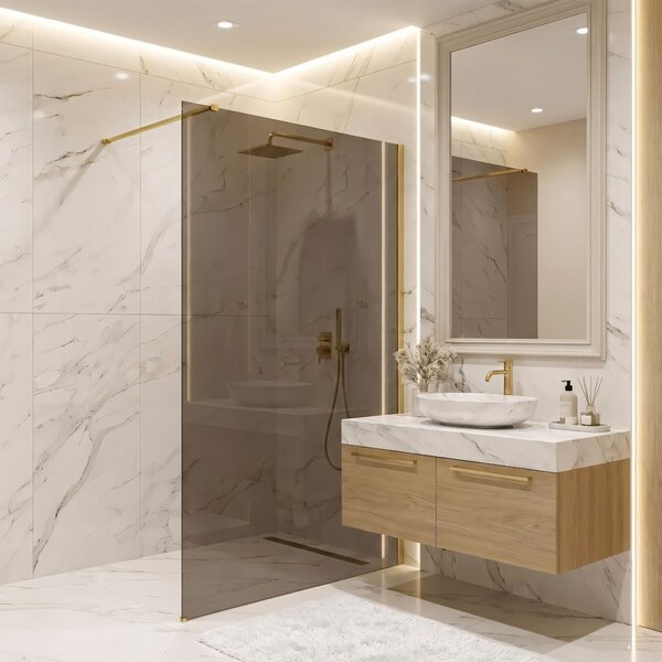 Shower screen Rea Flexi Brown / Brush Gold 120