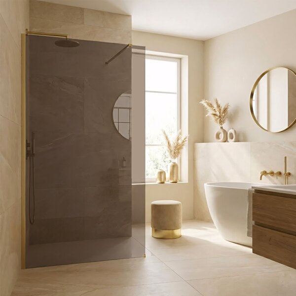 Shower screen Rea Flexi Brown / Brush Gold 120