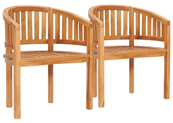 Banana Chairs 2 pcs Solid Teak Wood