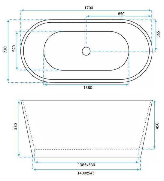 Bathtub Rea MILANO 170