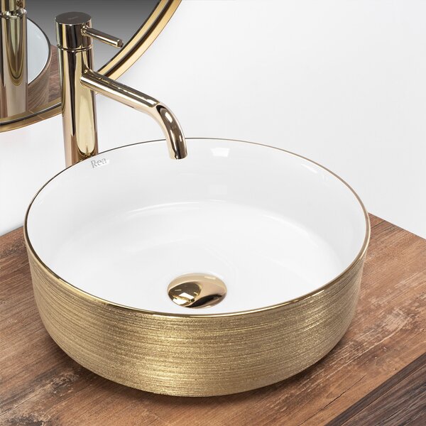 Countertop Basin Rea Sami White Brush Gold