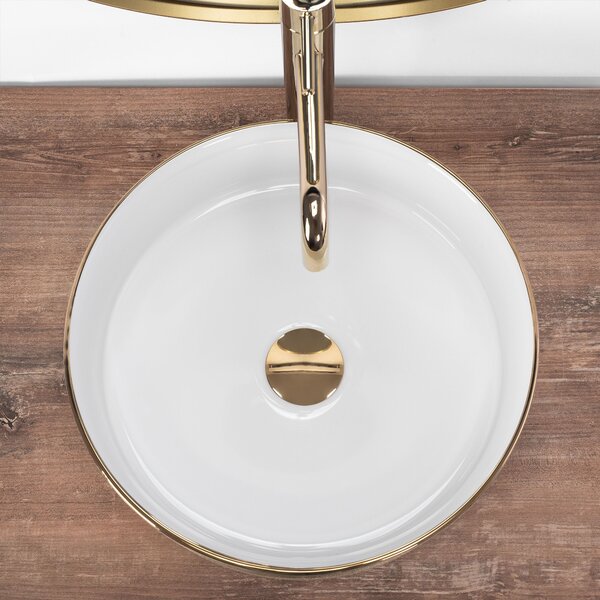 Countertop Basin Rea Sami White Brush Gold