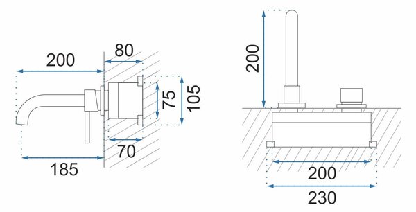 Wall Mounted faucet Rea Lungo LONG CHROM+ BOX