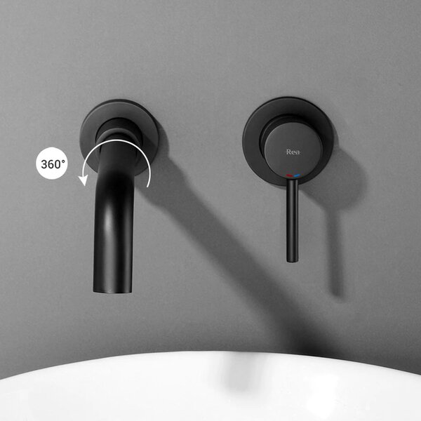 Wall Mounted faucet Rea Lungo LONG Black Mat + BOX