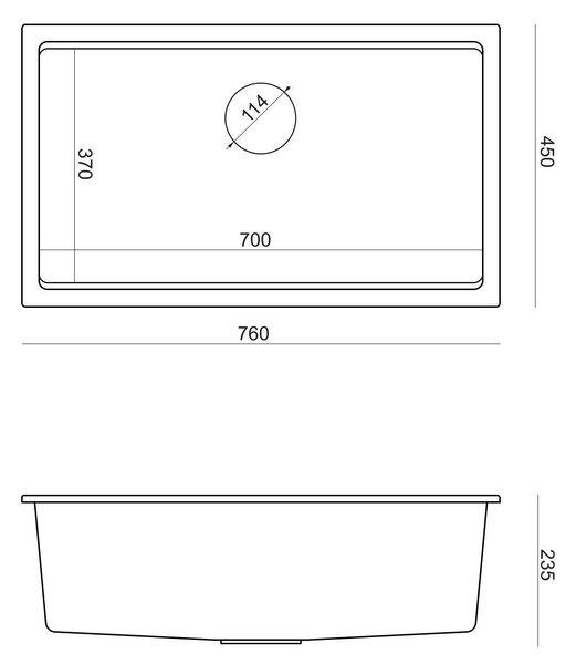 Granite sink Logan 110 Black Metallic