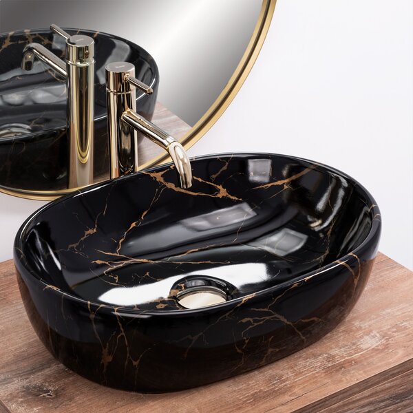 Countertop washbasin Rea Amelia Black Marble shiny