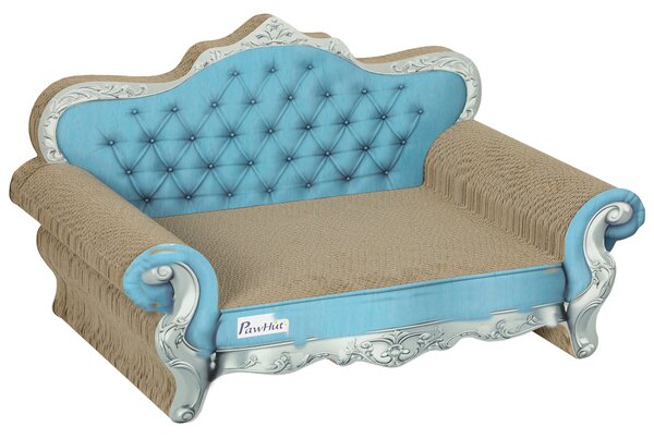 PawHut 2 in 1 Cat Scratcher with Catnip for Indoor Cats, 30.5 x 55 x 31.5cm, Light Blue