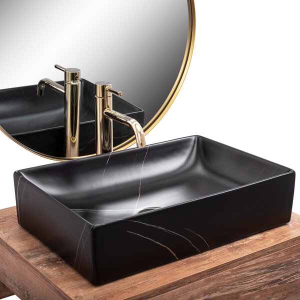 Countertop washbasin REA Inga Black Marble Mat