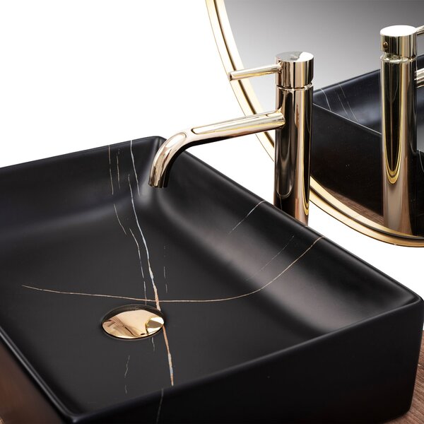 Countertop washbasin REA Inga Black Marble Mat