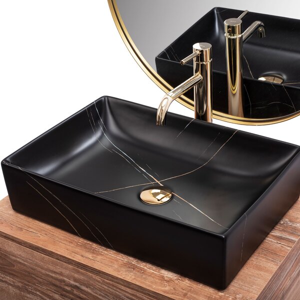 Countertop washbasin REA Inga Black Marble Mat