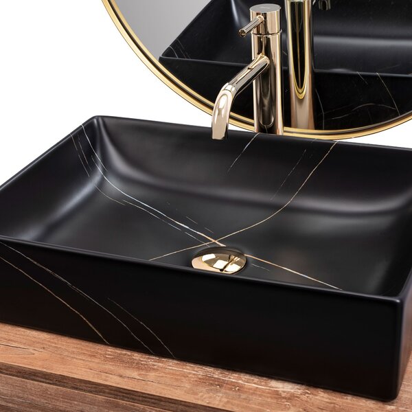 Countertop washbasin REA Inga Black Marble Mat