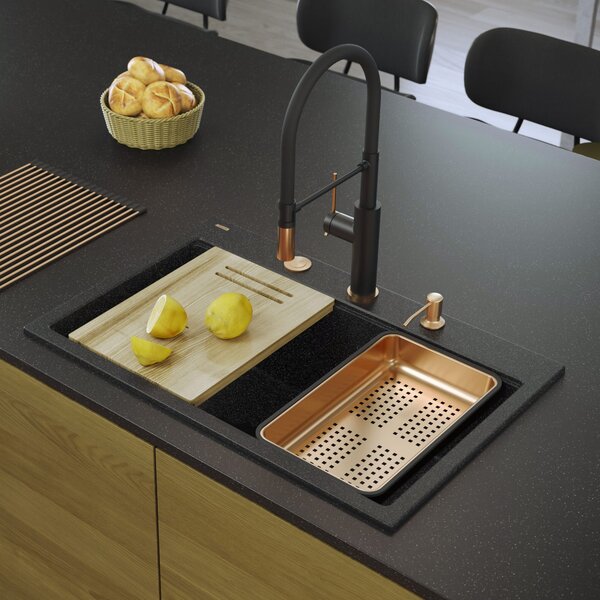 Granite sink MARC 110 WORKSTATION Black Metallic