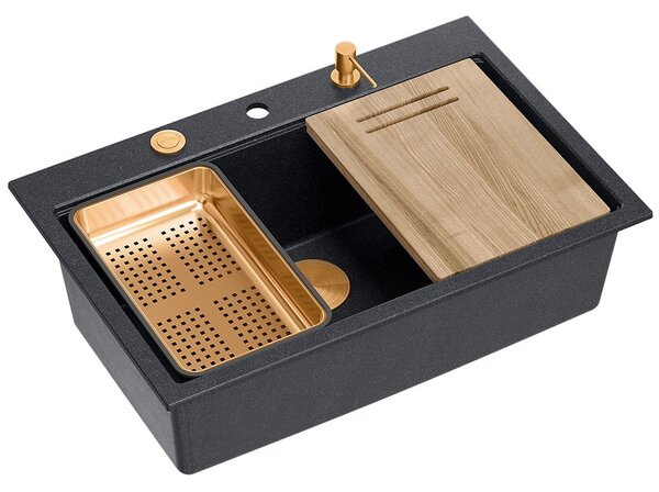 Granite sink MARC 110 WORKSTATION Black Metallic