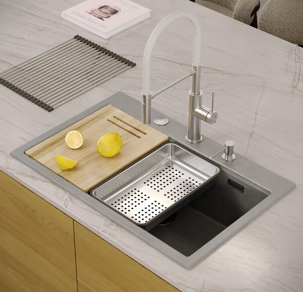 Granite sink MARC 110 WORKSTATION Grey Metallic