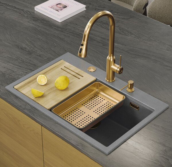 Granite sink MARC 110 WORKSTATION Grey Metallic