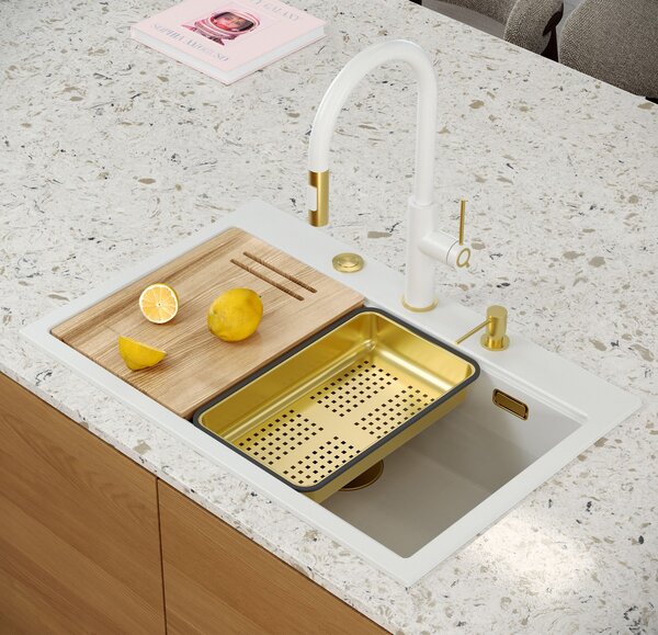 Granite sink MARC 110 WORKSTATION White