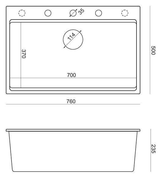 Granite sink MARC 110 WORKSTATION White