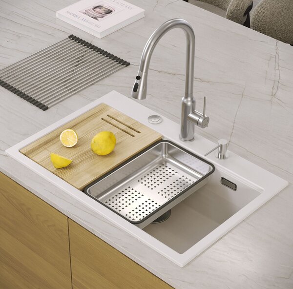 Granite sink MARC 110 WORKSTATION White