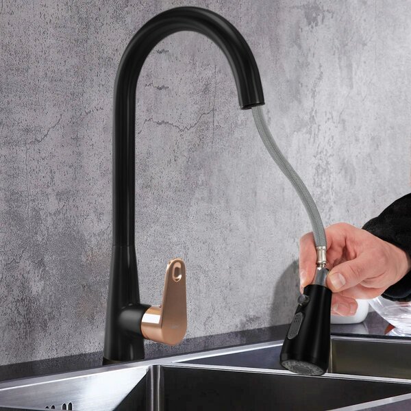 Kitchen faucet Mild black mat rose gold