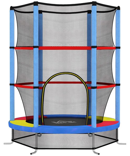 HOMCOM Kids Trampoline, with Enclosure Net, Steel Frame, for Ages 3-6 Years - MultiColoured