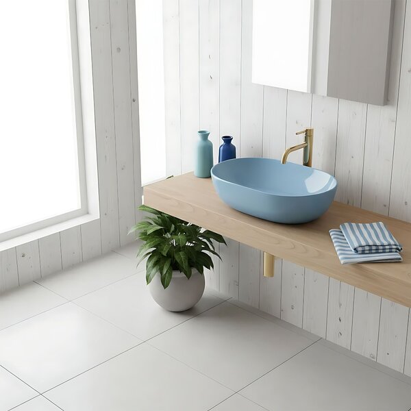 Countertop washbasin Rea LISA L.BLUE SHINY