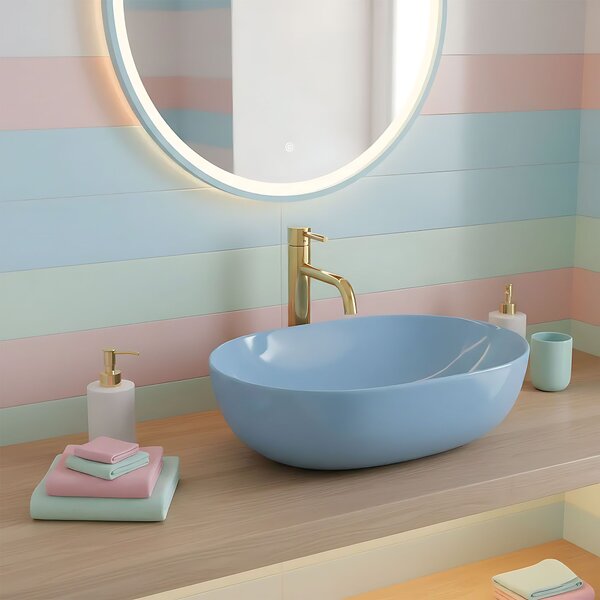 Countertop washbasin Rea LISA L.BLUE SHINY