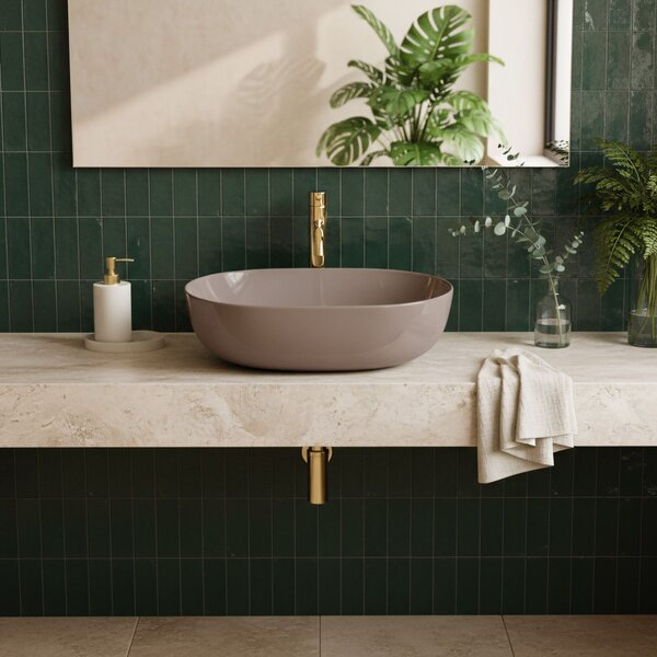 Countertop washbasin Rea Lisa Beige Shiny