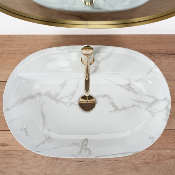 Countertop Basin REA Aura 61 Marmo Shiny