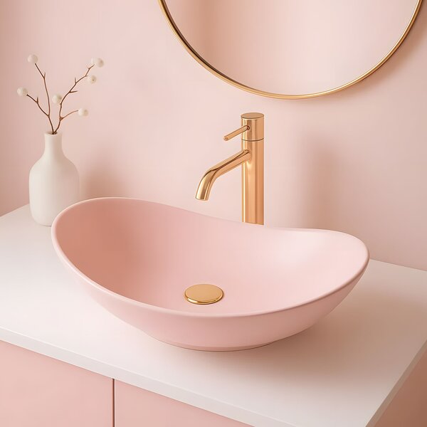 Countertop Basin Rea Royal Powder Pink Matt