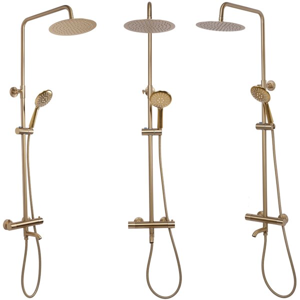 Shower set with thermostat REA Lungo Gold Brush