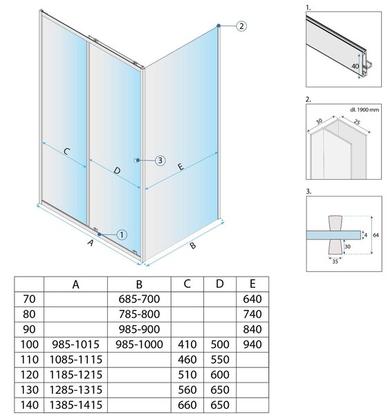 Shower enclosure Rea Primo Slide 110x100 Chrome