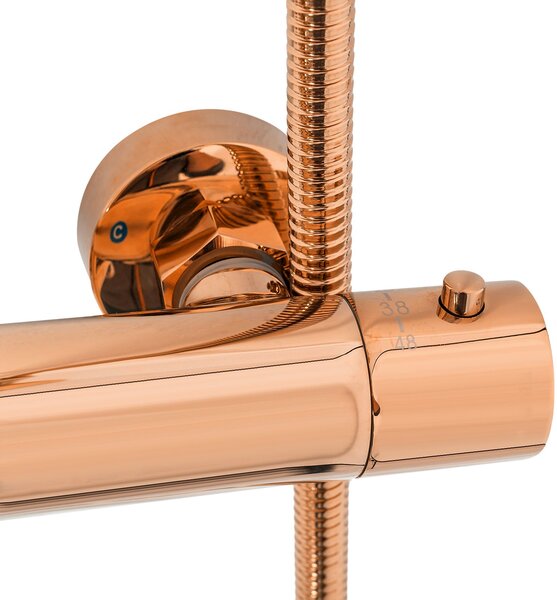 Shower set with thermostat Rea Lungo Rose Gold