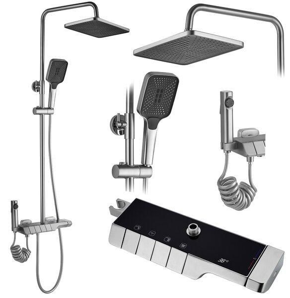 Shower set with thermostatic mixer REA ROB Nickiel Brush INOX