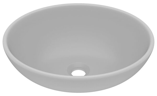 Luxury Basin Oval-shaped Matt Light Grey 40x33 cm Ceramic