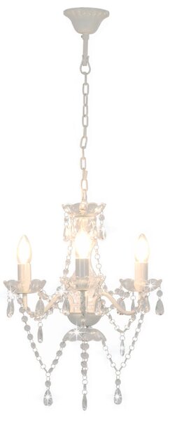 Chandelier with Beads White Round 3 x E14