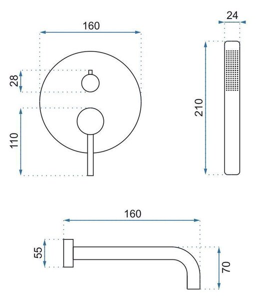 Wall Mounted Bath faucet Rea Lungo White Matt + Box