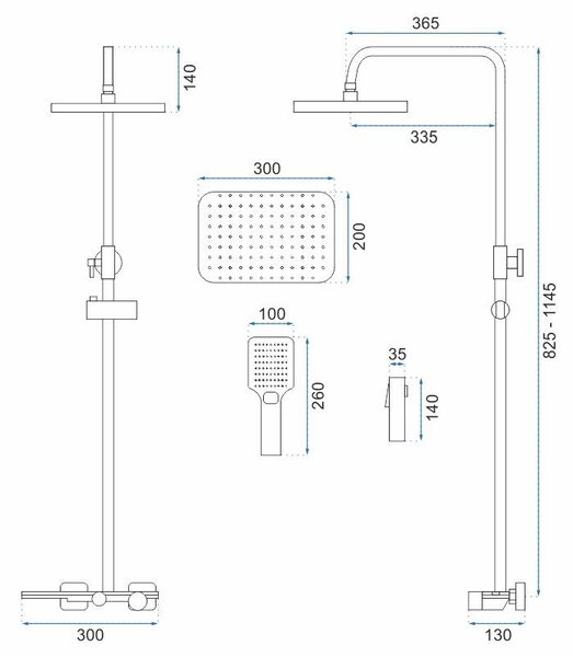 Shower set REA HELIX Black