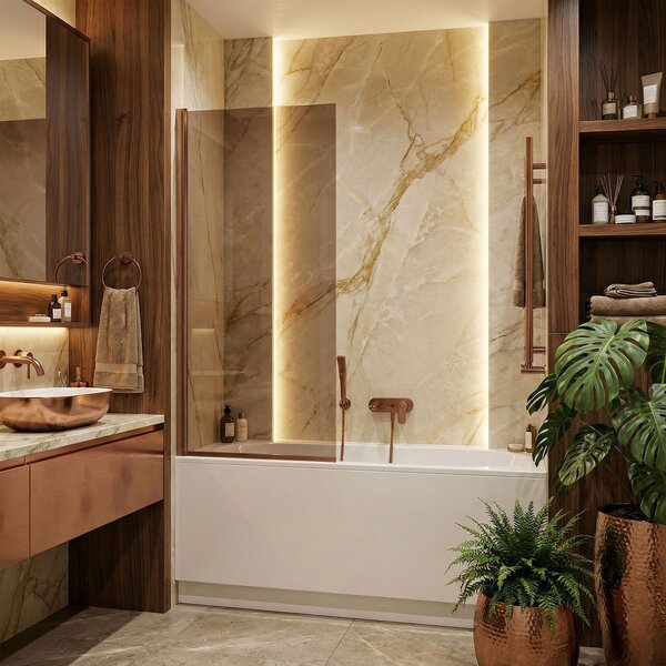 Bathtub screen Rea Elegant Brush Copper 70