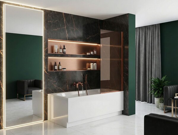 Bathtub screen Rea Elegant Brush Copper 70