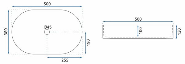 Ceramic Countertop Basin Rea Nadia 50