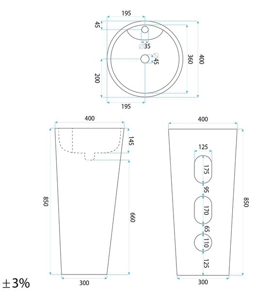 Freestanding ceramic basin Blanka Savana Matt