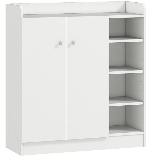 HOMCOM Large Shoe Storage Cabinet, Hallway Organiser with 2 Doors & 4 Adjustable Shelves, Sleek White Aosom UK