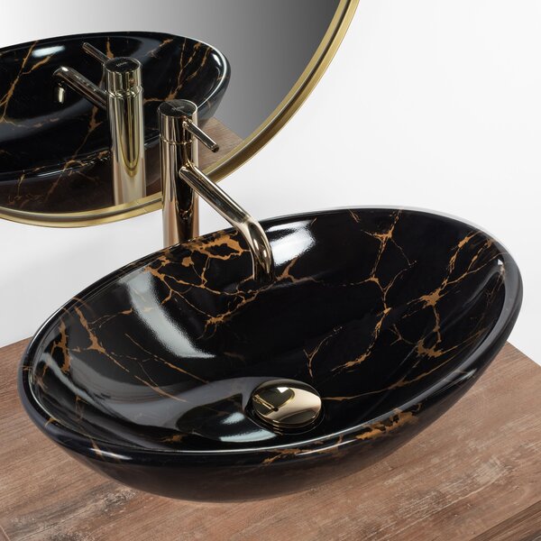 Countertop Basin REA Pamela Black Marble Shiny