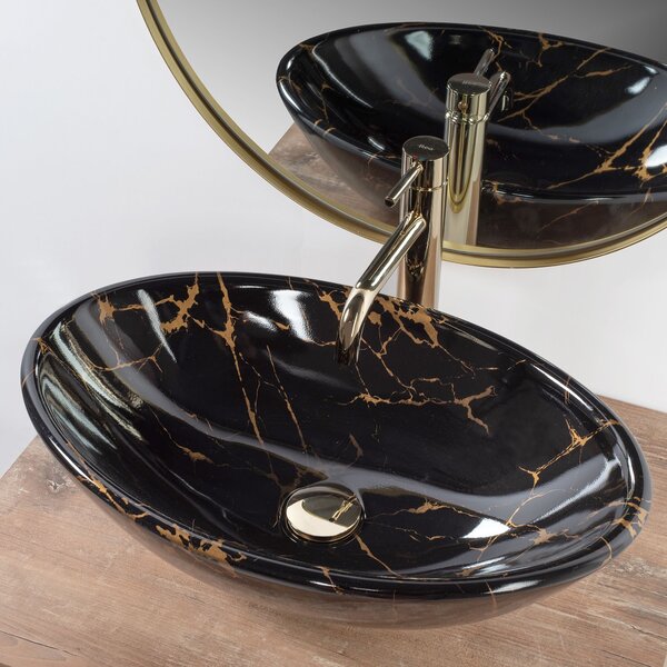 Countertop Basin REA Pamela Black Marble Shiny