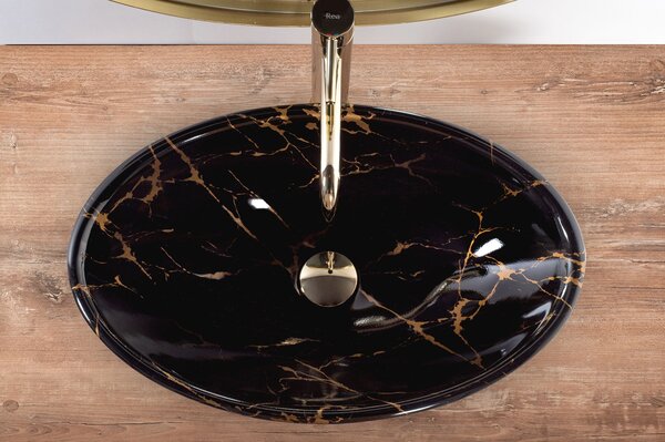 Countertop Basin REA Pamela Black Marble Shiny