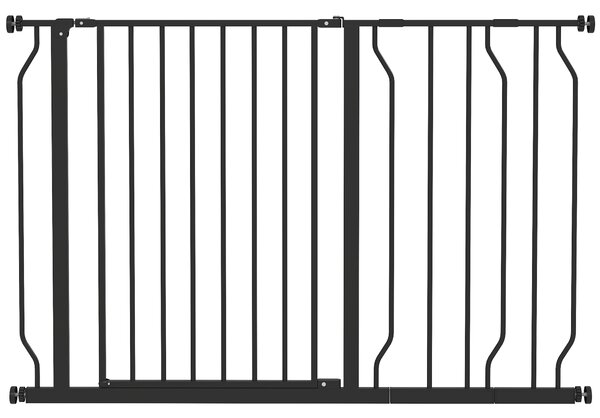 PawHut Dog Gate Dog Gate for Stairs Stays w/ Double Locking System for Doorways, Corridors, Staircases, 75-115Wcm, Black Aosom UK