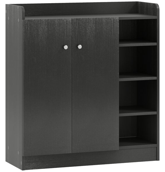 HOMCOM Shoe Storage Cabinet with Adjustable Shelves - Black